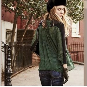 CAbi Get Together Black/Green Sweater/Mixed Fabric #3520 Size XSmall